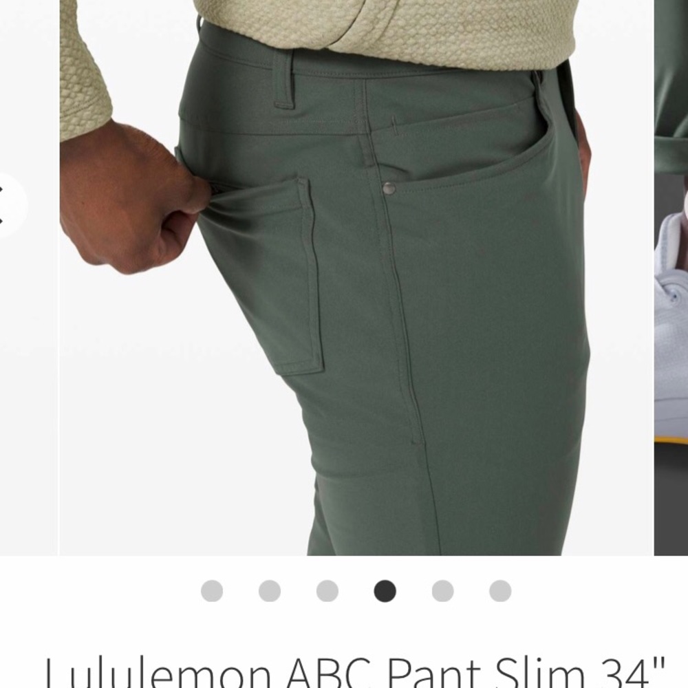 Size 31” Lululemon ABC Pant Slim 34” *Warpstreme Smoked Spruce